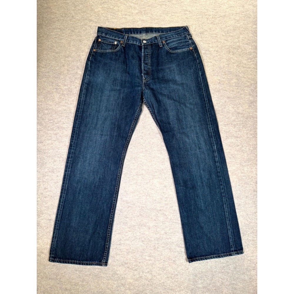 Levis 501 Original Straight Fit‎ Jeans Men 36x32 Blue Denim Cotton Button Fly